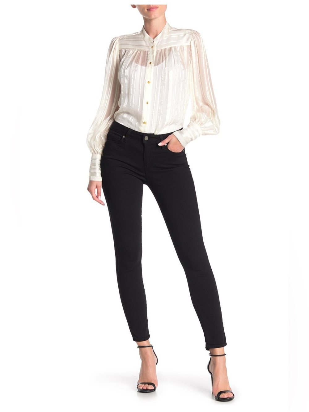 Paige Verdugo Ankle Skinny Jeans Crow Mid Rise 31 WJ939 NEW